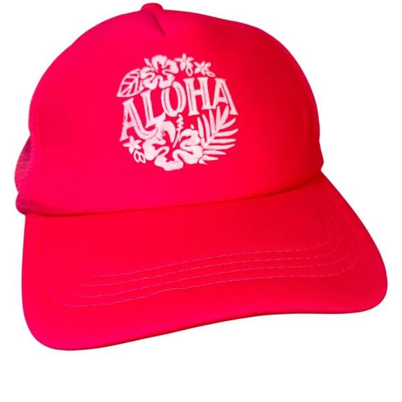 Aloha Beach Hat Mesh Trucker Snapback Cap HI Women Bright Pink Barbiecore Pool‎ - Picture 6 of 12